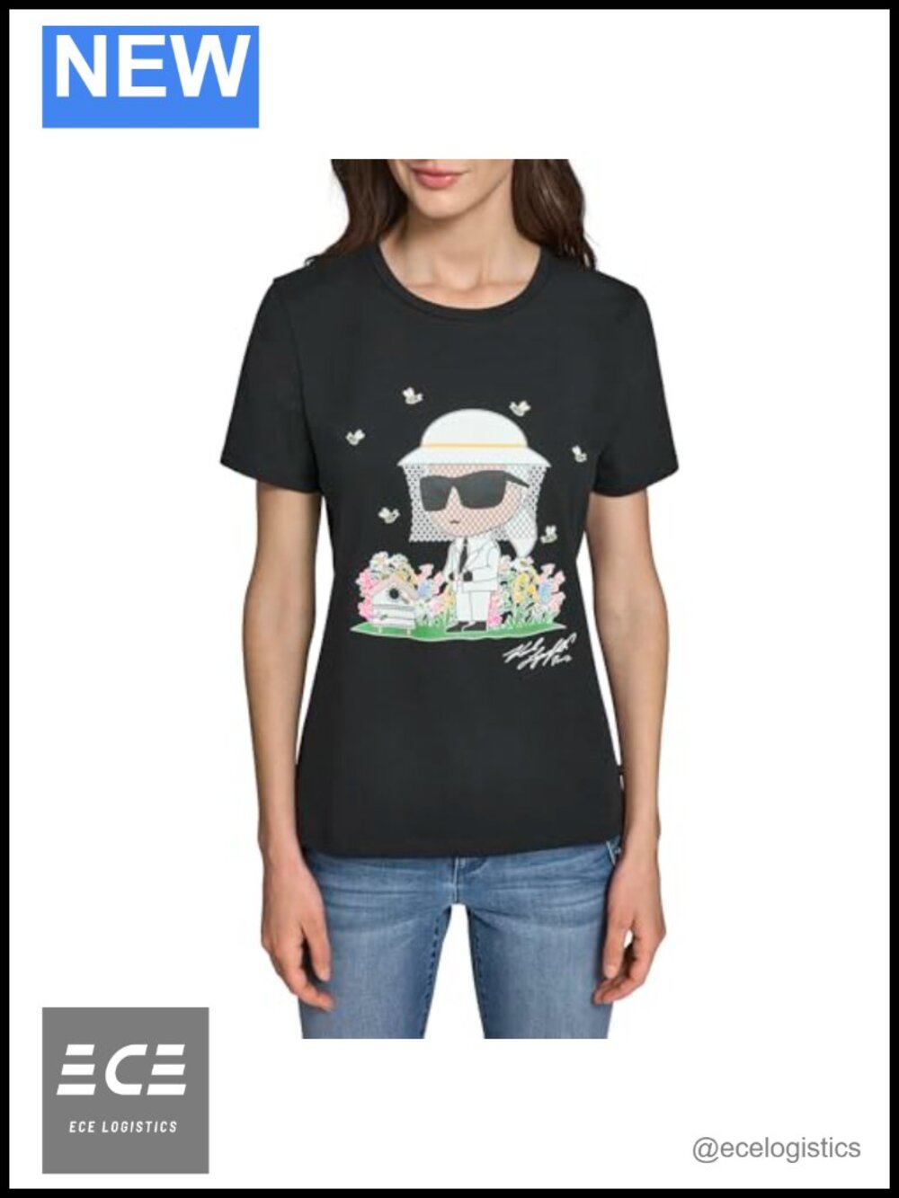 Karl Lagerfeld Bee Logo Crew Neck Short Sleeve T-Shirt Regular Fit